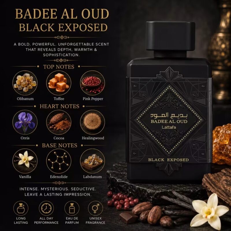 LATTAFA BADEE AL OUD BLACK EXPOSED